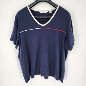 Tommy Hilfiger Short Sleeve V-Neck Short Sleeve Shirt Women's Size 3X Navy‎ Blue